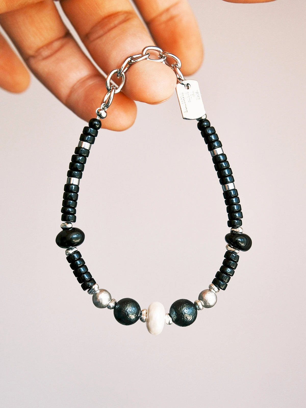 Urban Stoic Series | Silent Authority | Onyx, Pearl & Titanium Steel Bracelet