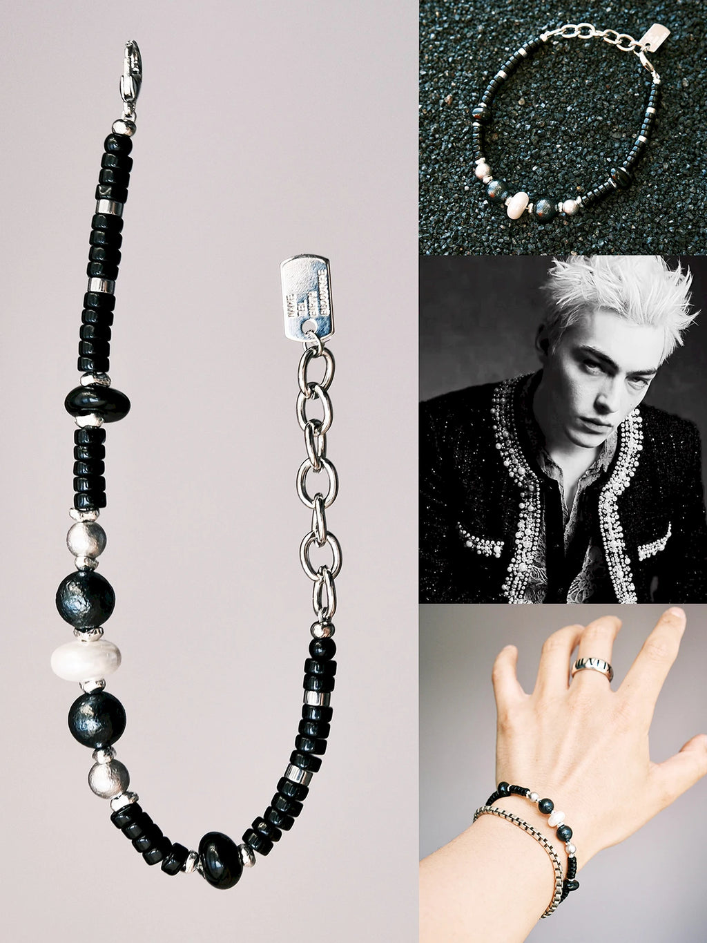 Urban Stoic Series | Silent Authority | Onyx, Pearl & Titanium Steel Bracelet