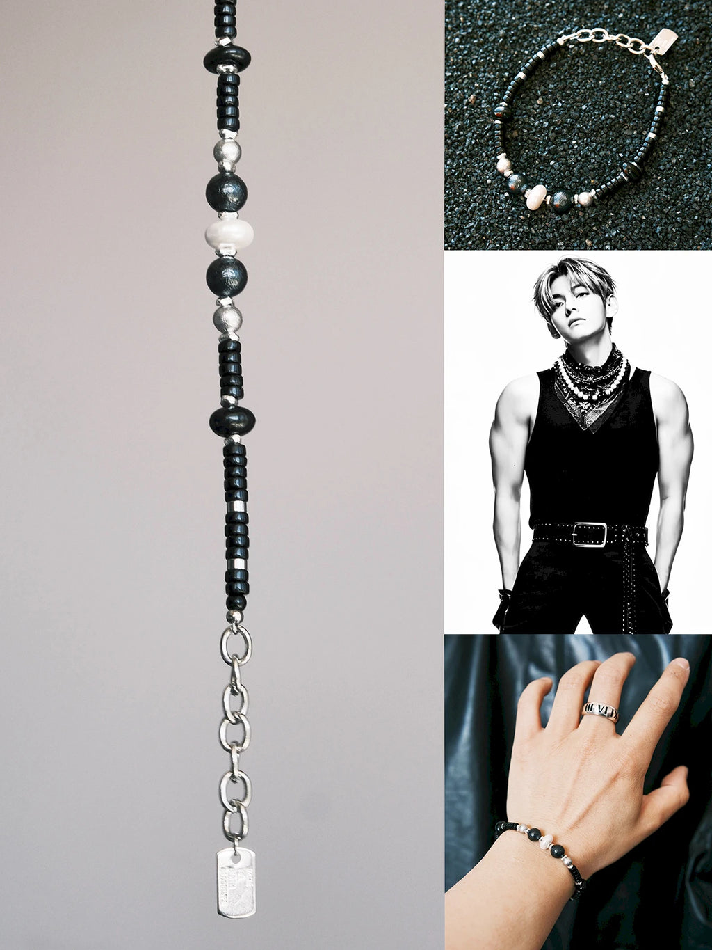 Urban Stoic Series | Silent Authority | Onyx, Pearl & Titanium Steel Bracelet
