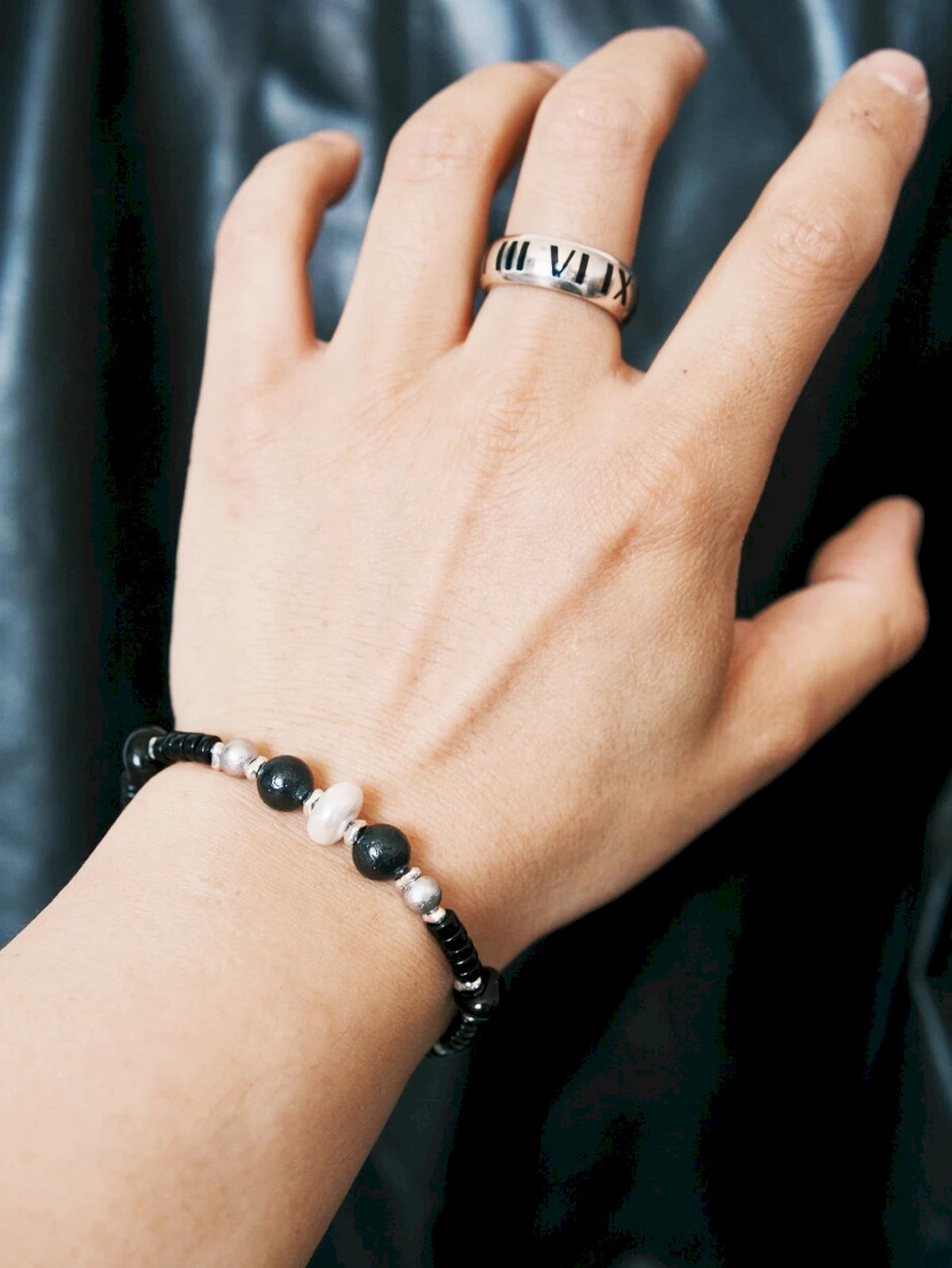Urban Stoic Series | Silent Authority | Onyx, Pearl & Titanium Steel Bracelet