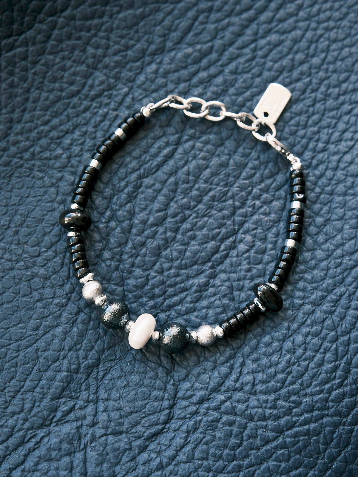 Urban Stoic Series | Silent Authority | Onyx, Pearl & Titanium Steel Bracelet