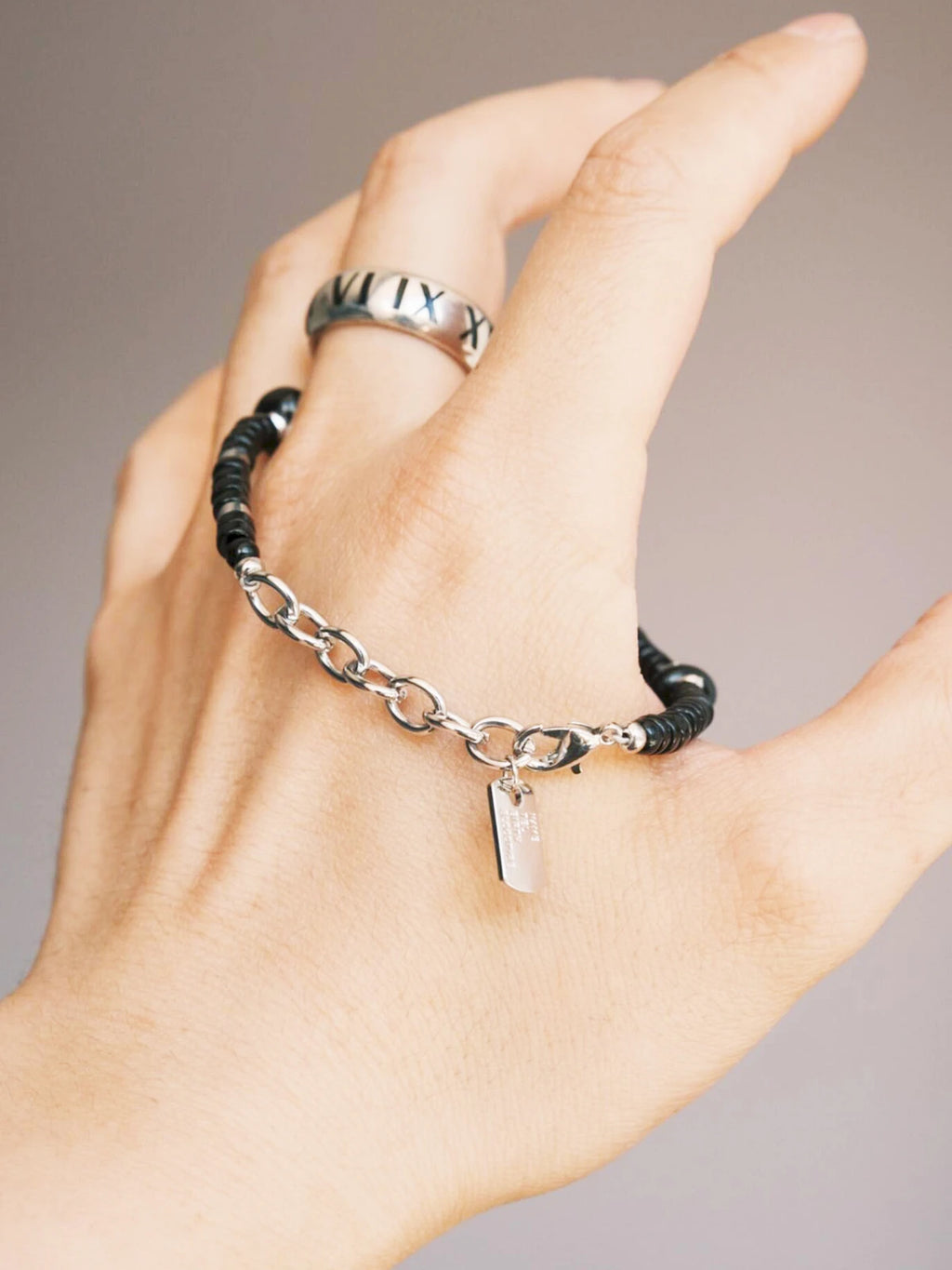 Urban Stoic Series | Silent Authority | Onyx, Pearl & Titanium Steel Bracelet