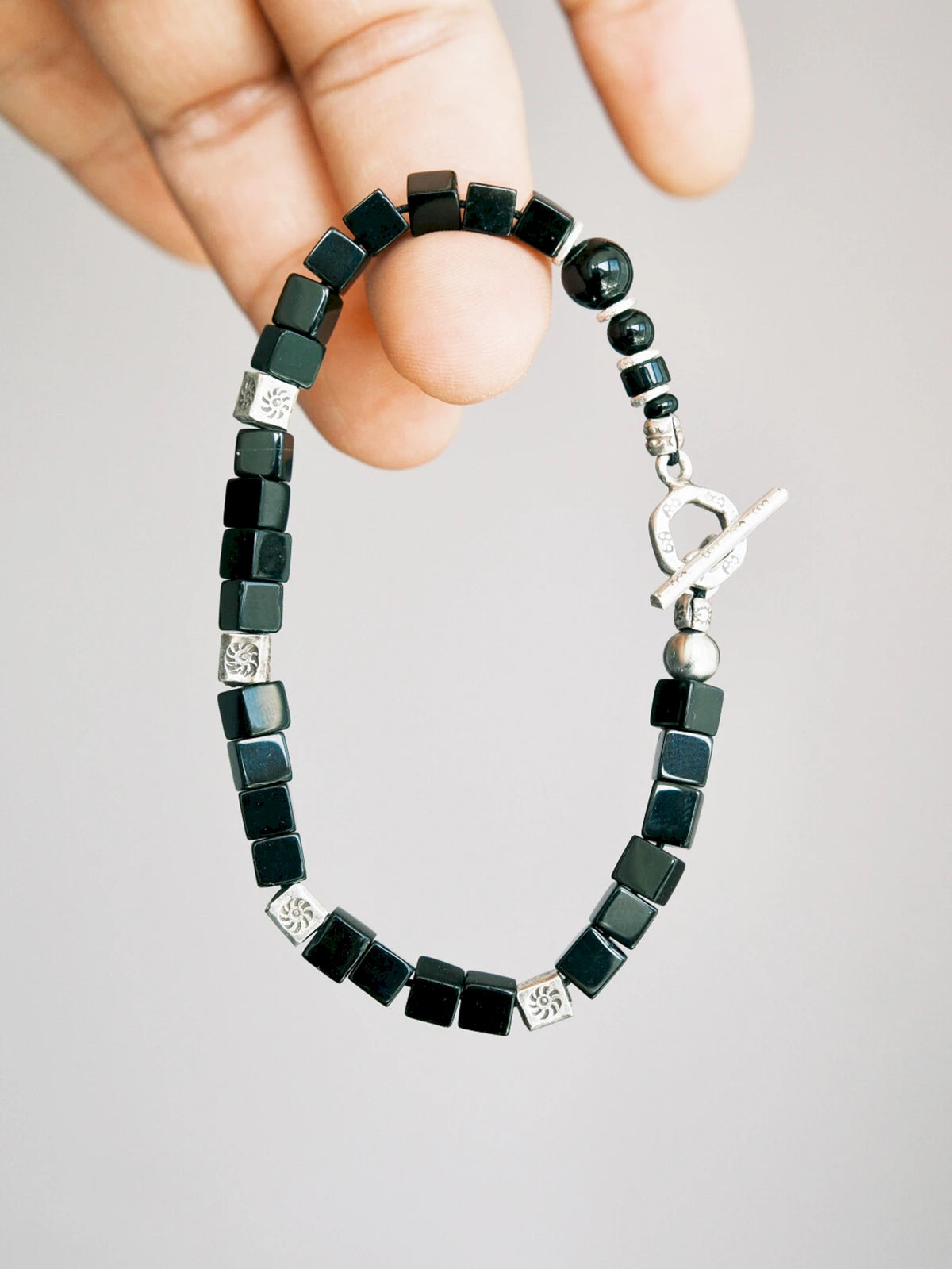 Urban Stoic Series | Silent Authority | Persian Onyx & Sterling Silver Bracelet Main image