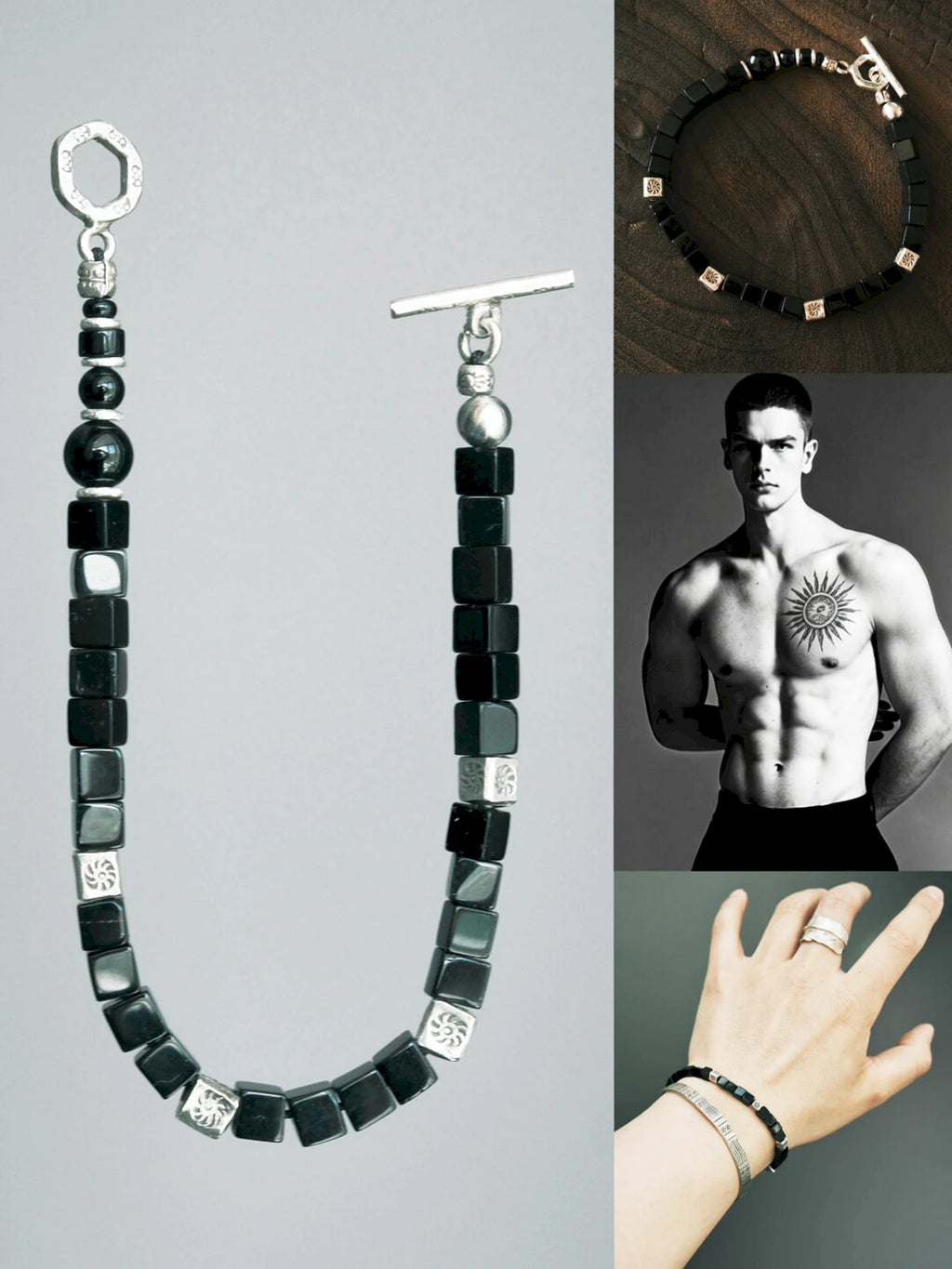 Urban Stoic Series | Silent Authority | Persian Onyx & Sterling Silver Bracelet
