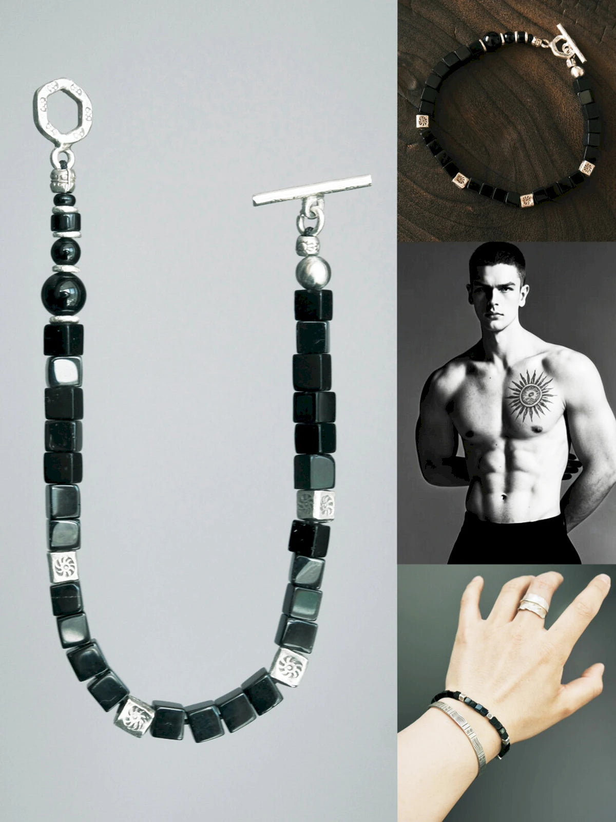 Urban Stoic Series | Silent Authority | Persian Onyx & Sterling Silver Bracelet