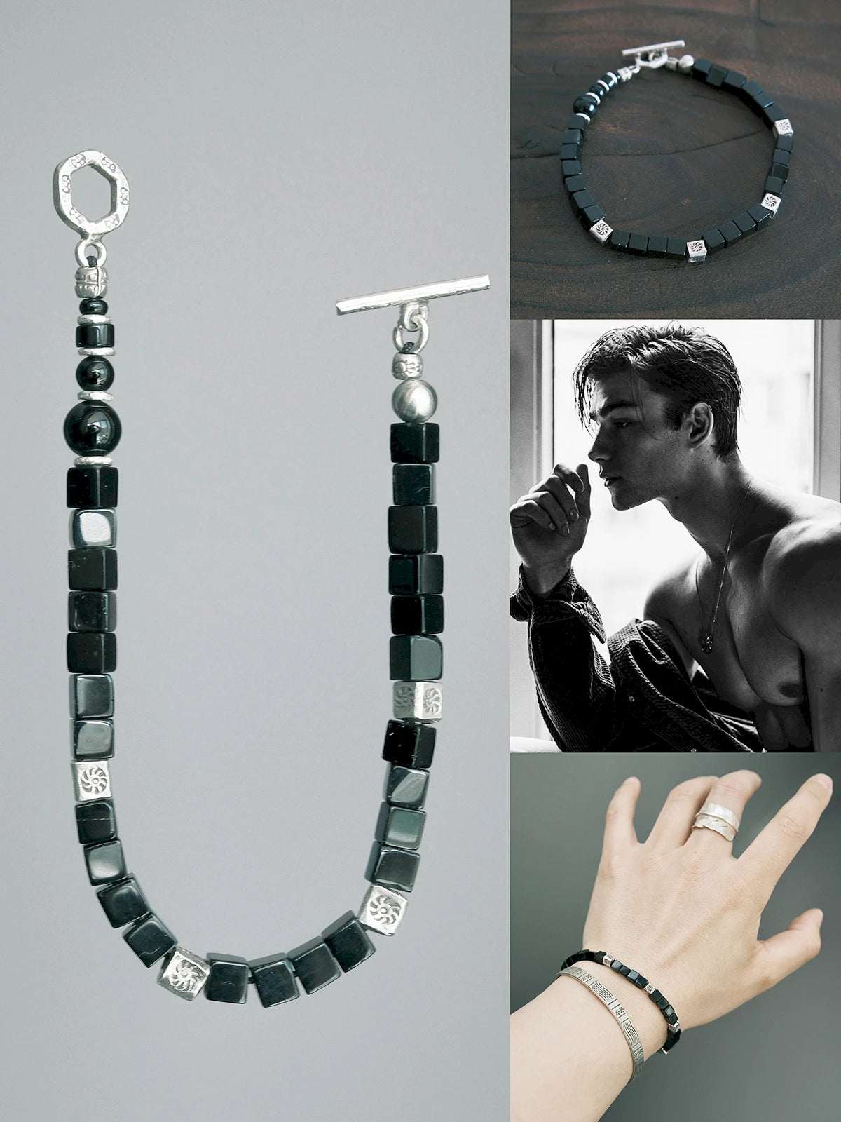 Urban Stoic Series | Silent Authority | Persian Onyx & Sterling Silver Bracelet