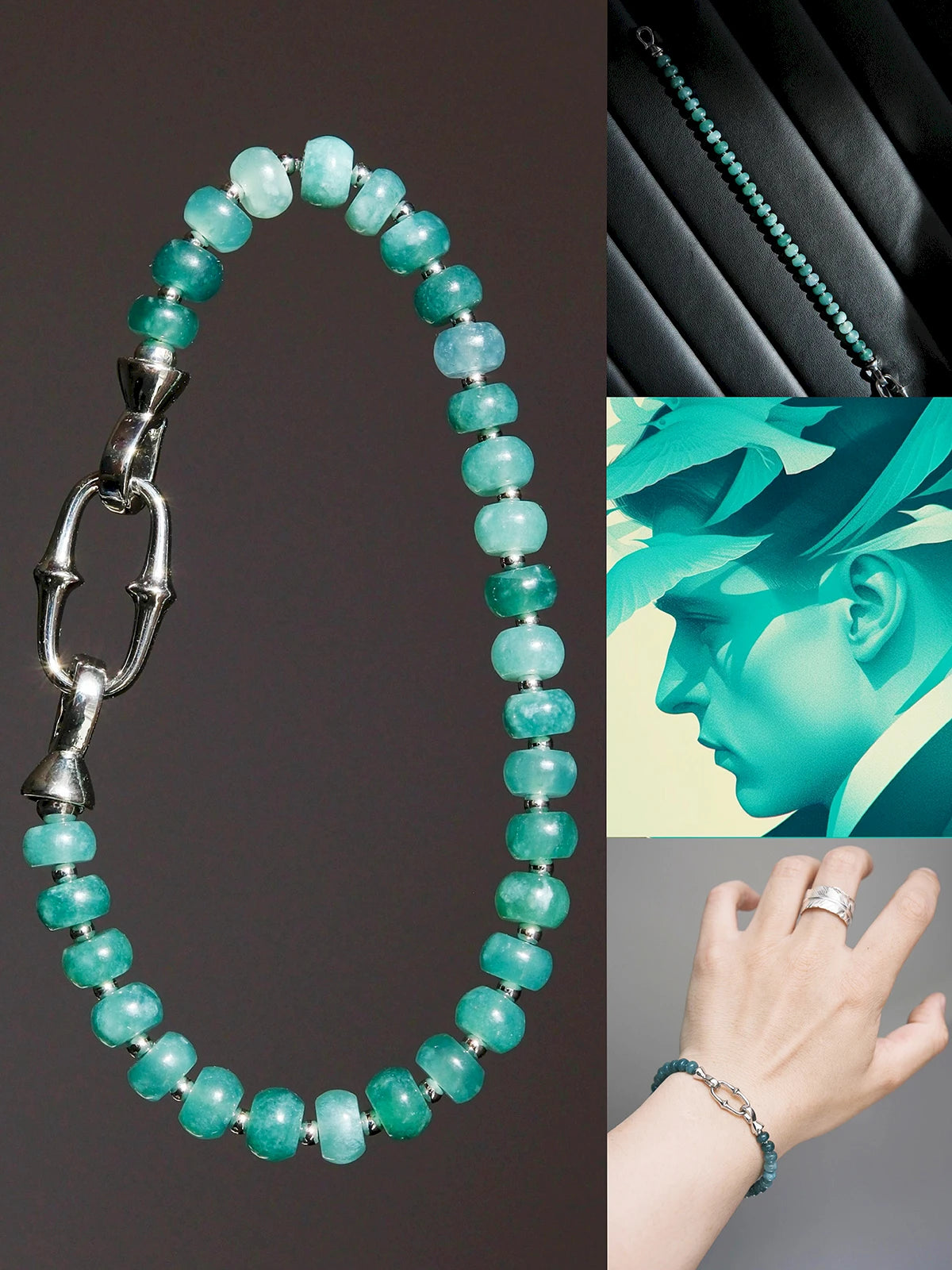 Mineral Soul Series | Raw Aurora | Guatemalan Blue Jade Bracelet Secondary image