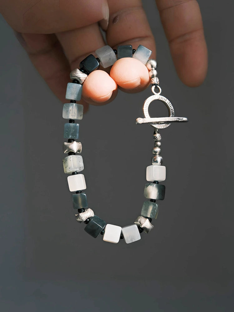 Urban Stoic Series | Grey Commander | Jade & Silver Miyuki Colored-Glaze Bracelet