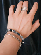 Urban Stoic Series | Grey Commander | Jade & Silver Miyuki Colored-Glaze Bracelet