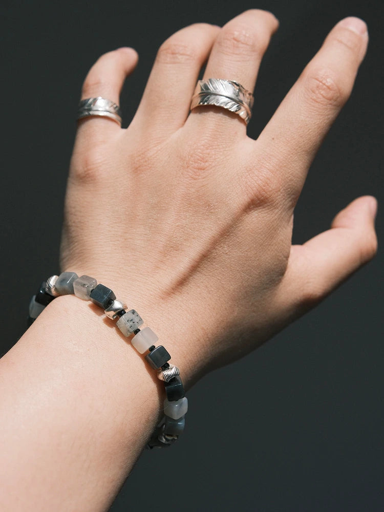 Urban Stoic Series | Grey Commander | Jade & Silver Miyuki Colored-Glaze Bracelet