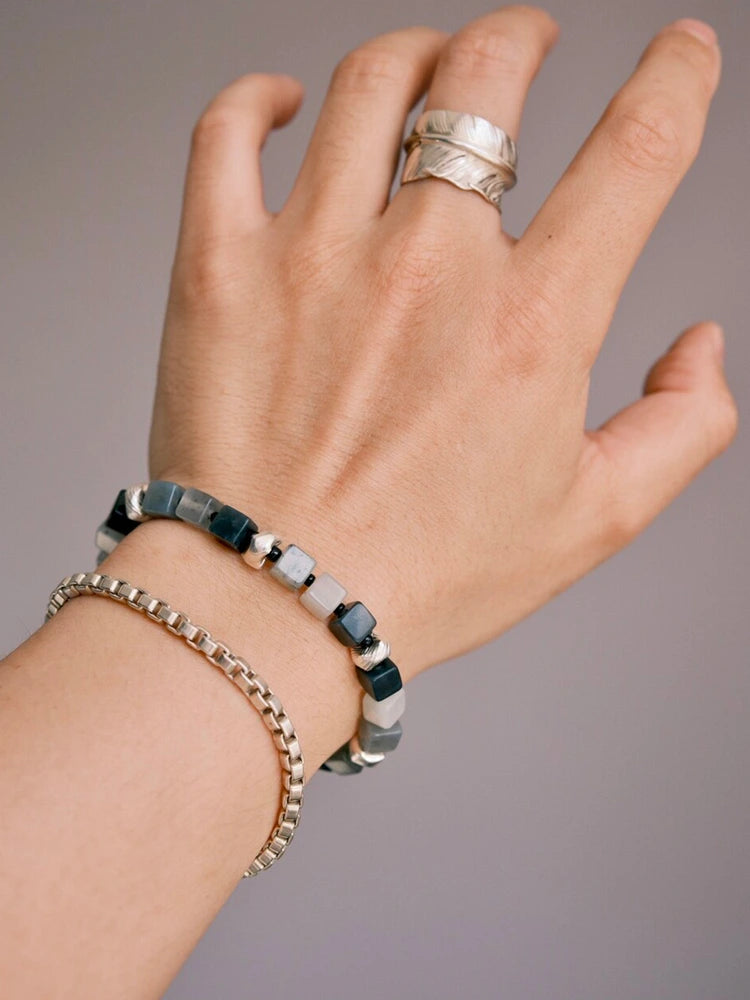 Urban Stoic Series | Grey Commander | Jade & Silver Miyuki Colored-Glaze Bracelet
