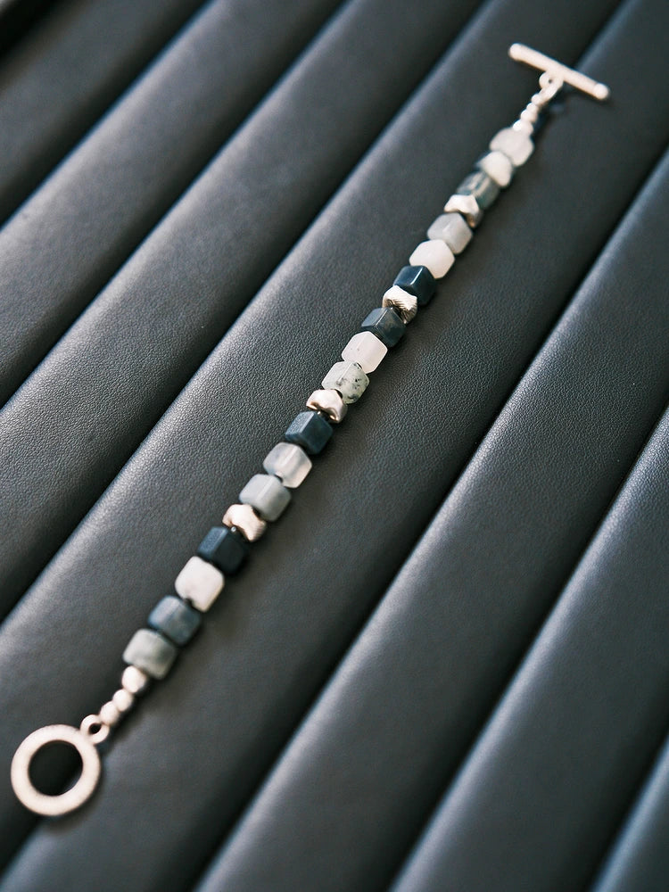 Urban Stoic Series | Grey Commander | Jade & Silver Miyuki Colored-Glaze Bracelet