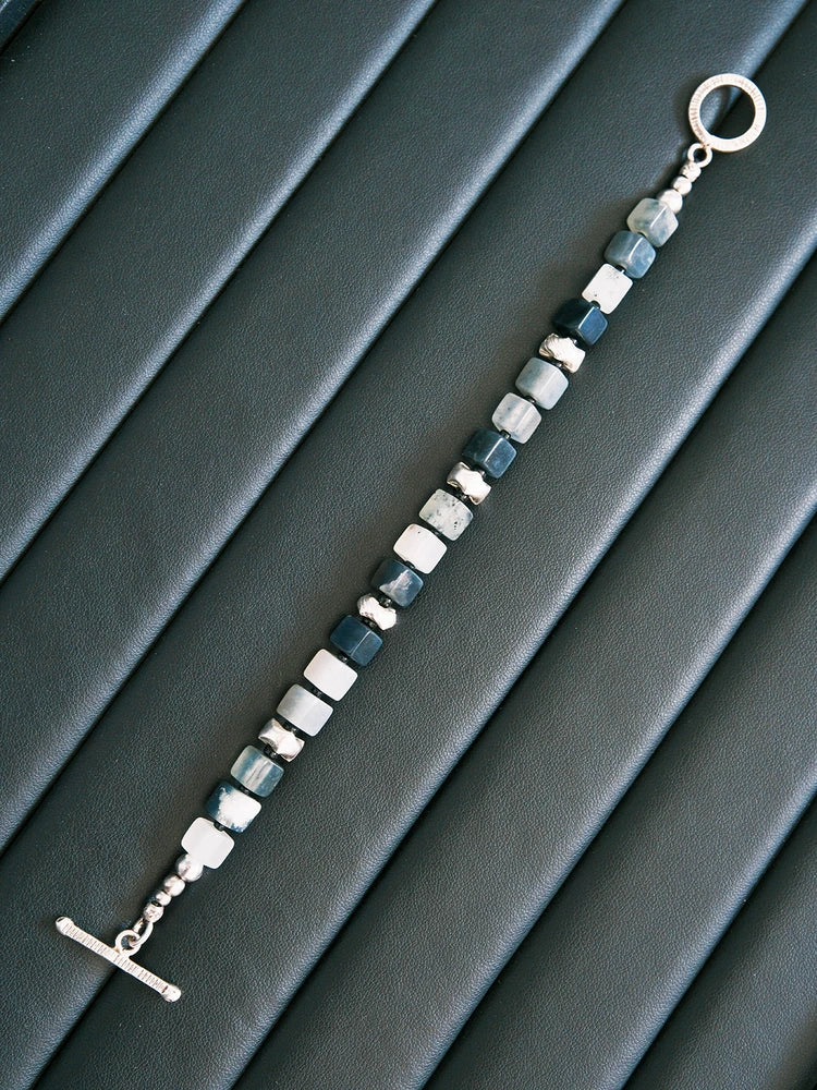 Urban Stoic Series | Grey Commander | Jade & Silver Miyuki Colored-Glaze Bracelet