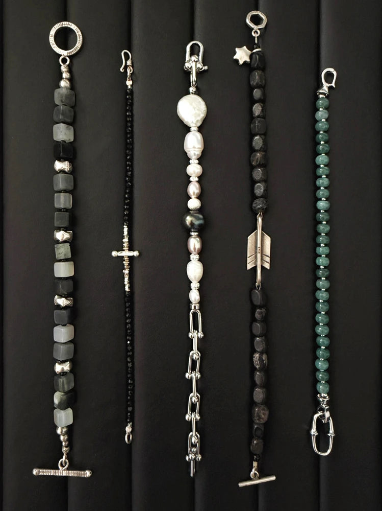 Urban Stoic Series | Grey Commander | Jade & Silver Miyuki Colored-Glaze Bracelet