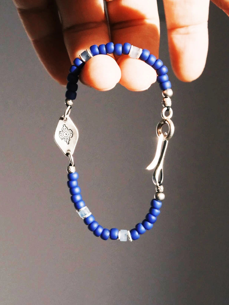 Identity Series | Klein Blue Boy | Miyuki Colored-Glaze, Aquamarine & Silver Bracelet Main image