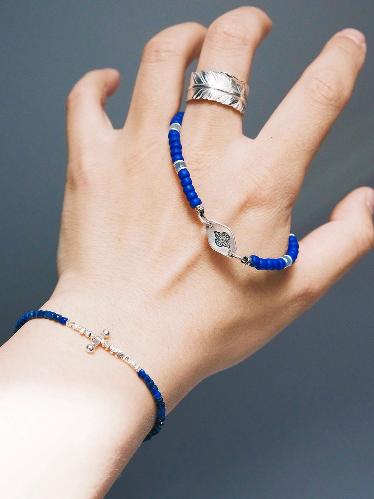 Identity Series | Klein Blue Boy | Miyuki Colored-Glaze, Aquamarine & Silver Bracelet