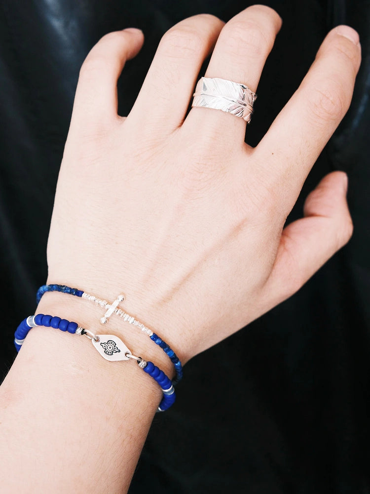 Identity Series | Klein Blue Boy | Miyuki Colored-Glaze, Aquamarine & Silver Bracelet
