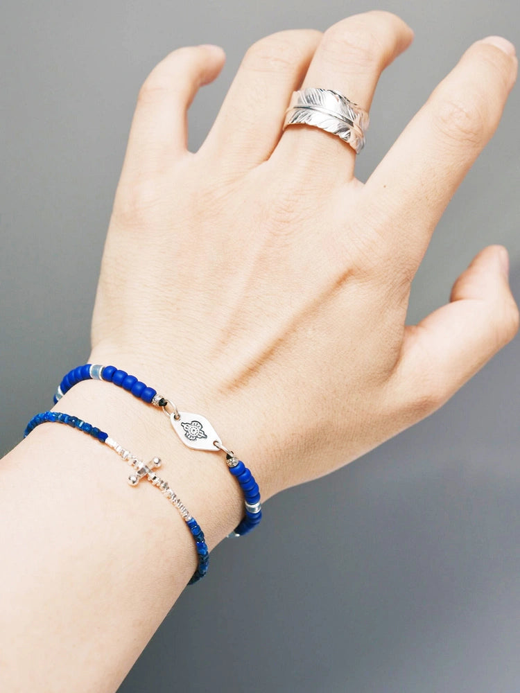 Identity Series | Klein Blue Boy | Miyuki Colored-Glaze, Aquamarine & Silver Bracelet
