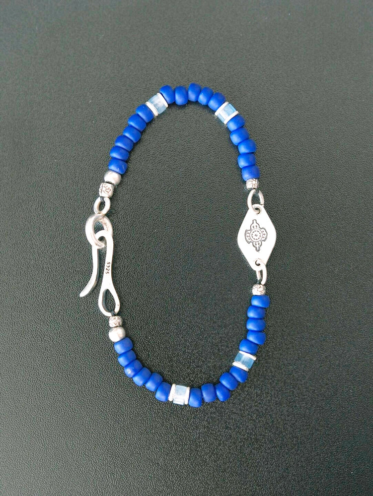 Identity Series | Klein Blue Boy | Miyuki Colored-Glaze, Aquamarine & Silver Bracelet