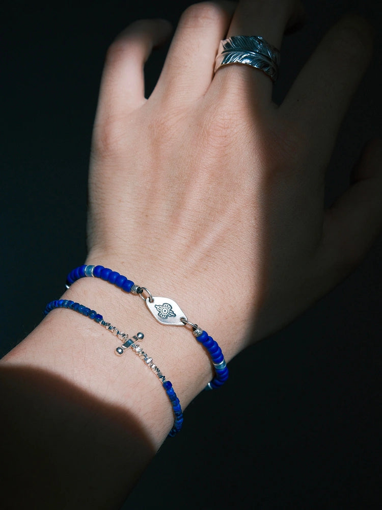 Identity Series | Klein Blue Boy | Miyuki Colored-Glaze, Aquamarine & Silver Bracelet