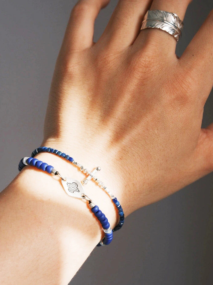Identity Series | Klein Blue Boy | Miyuki Colored-Glaze, Aquamarine & Silver Bracelet
