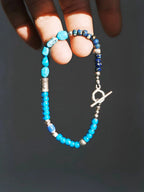 Mineral Soul Series | Blue Totem | Turquoise, Sterling Silver & Colored-Glaze Bracelet
