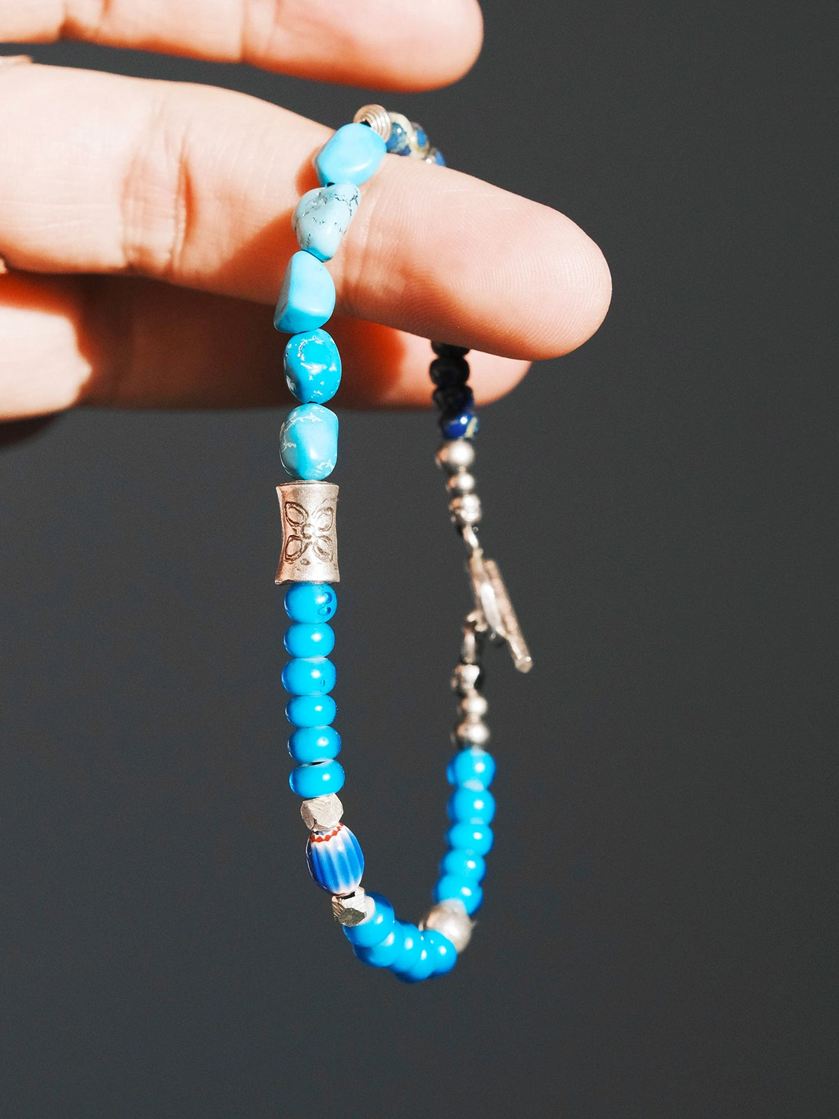 Mineral Soul Series | Blue Totem | Turquoise, Sterling Silver & Colored-Glaze Bracelet