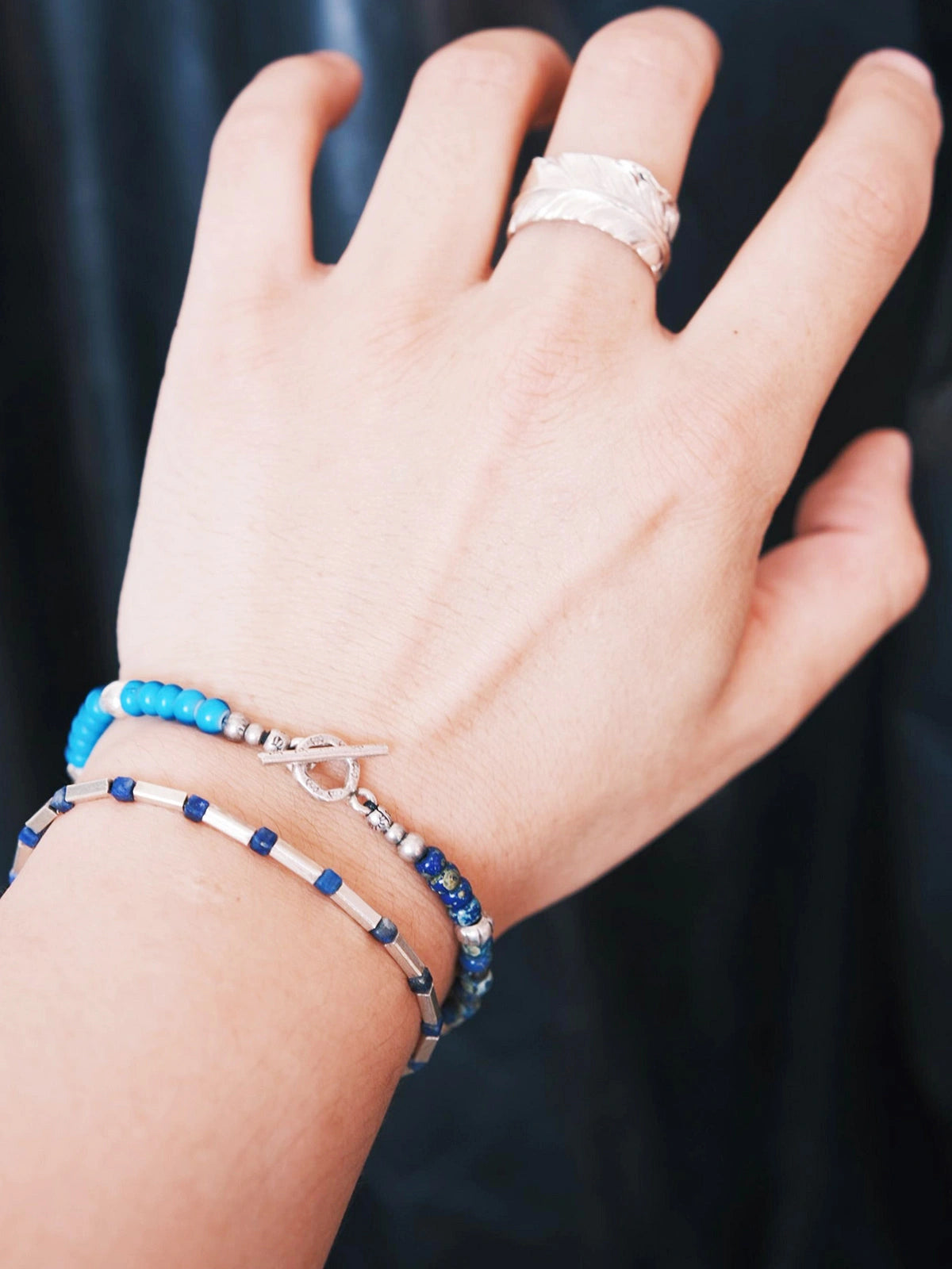 Mineral Soul Series | Blue Totem | Turquoise, Sterling Silver & Colored-Glaze Bracelet