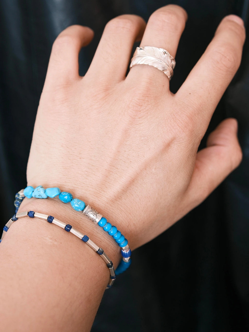 Mineral Soul Series | Blue Totem | Turquoise, Sterling Silver & Colored-Glaze Bracelet