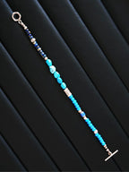 Mineral Soul Series | Blue Totem | Turquoise, Sterling Silver & Colored-Glaze Bracelet
