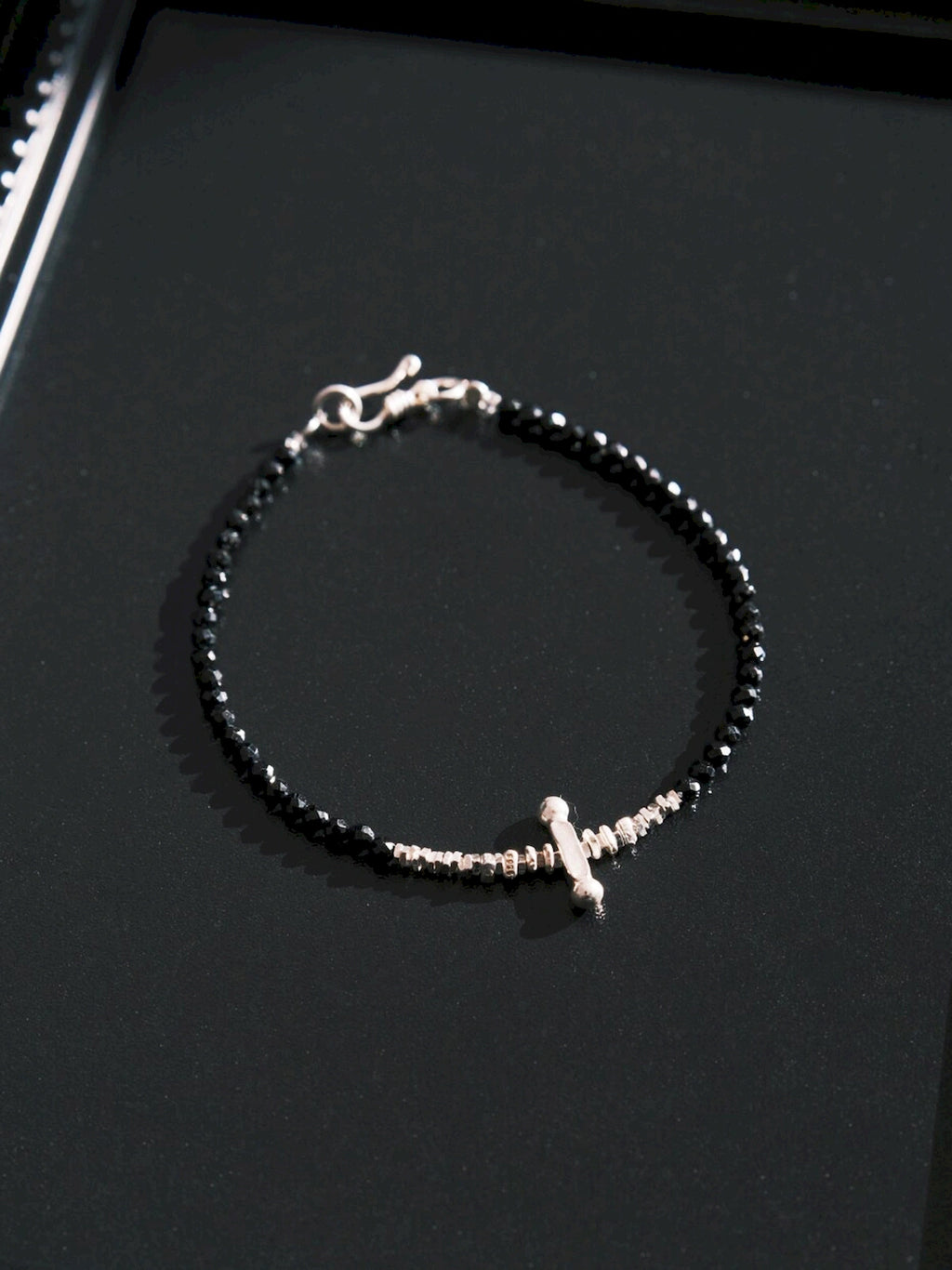 Urban Stoic Series | Silver Ronin | Black Spinel & Silver Bracelet