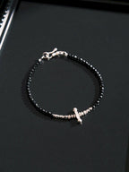 Urban Stoic Series | Silver Ronin | Black Spinel & Silver Bracelet