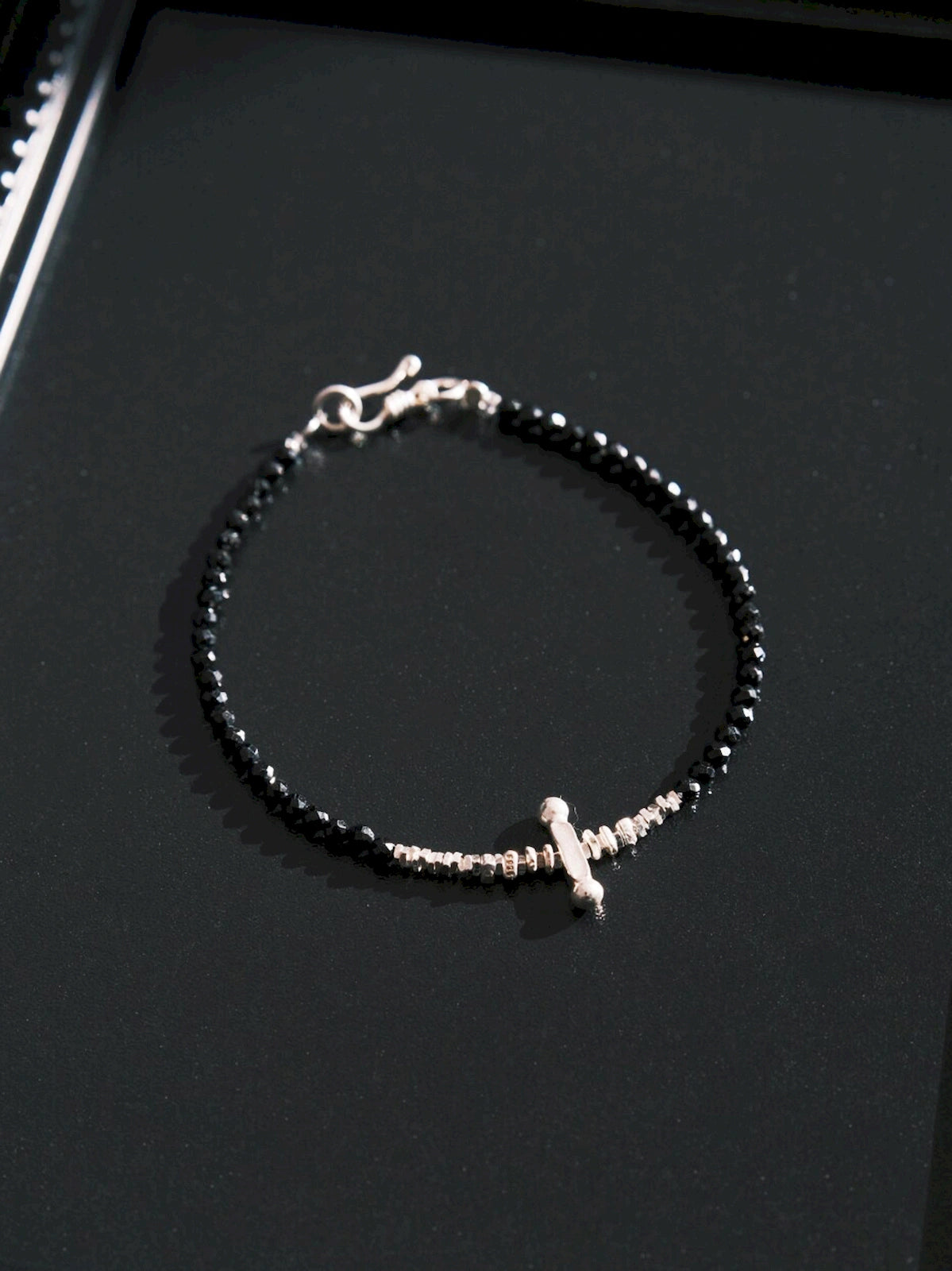 Urban Stoic Series | Silver Ronin | Black Spinel & Silver Bracelet