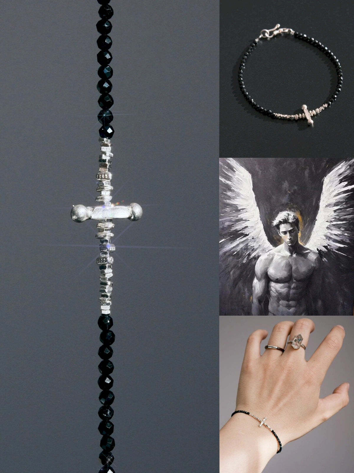 Urban Stoic Series | Silver Ronin | Black Spinel & Silver Bracelet Secondary image