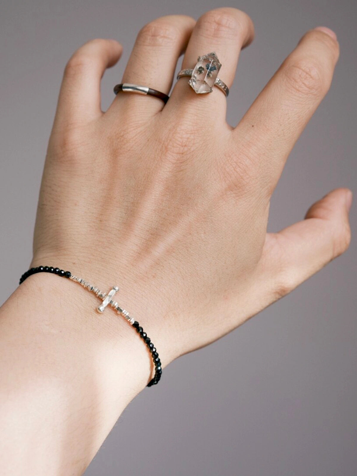 Urban Stoic Series | Silver Ronin | Black Spinel & Silver Bracelet