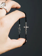 Urban Stoic Series | Silver Ronin | Black Spinel & Silver Bracelet