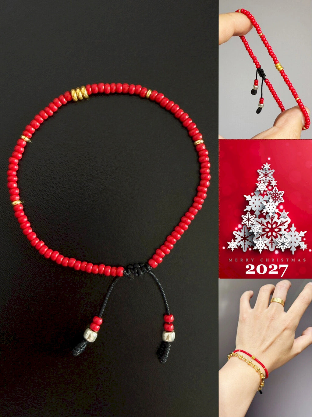 Identity Series | Red Signal | 2027 Red Colored-Glaze & Gold Accent Bracelet