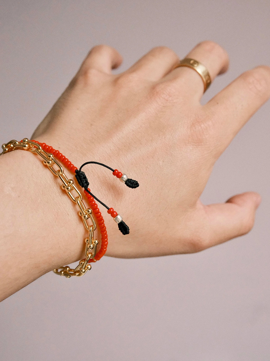 Identity Series | Red Signal | 2027 Red Colored-Glaze & Gold Accent Bracelet