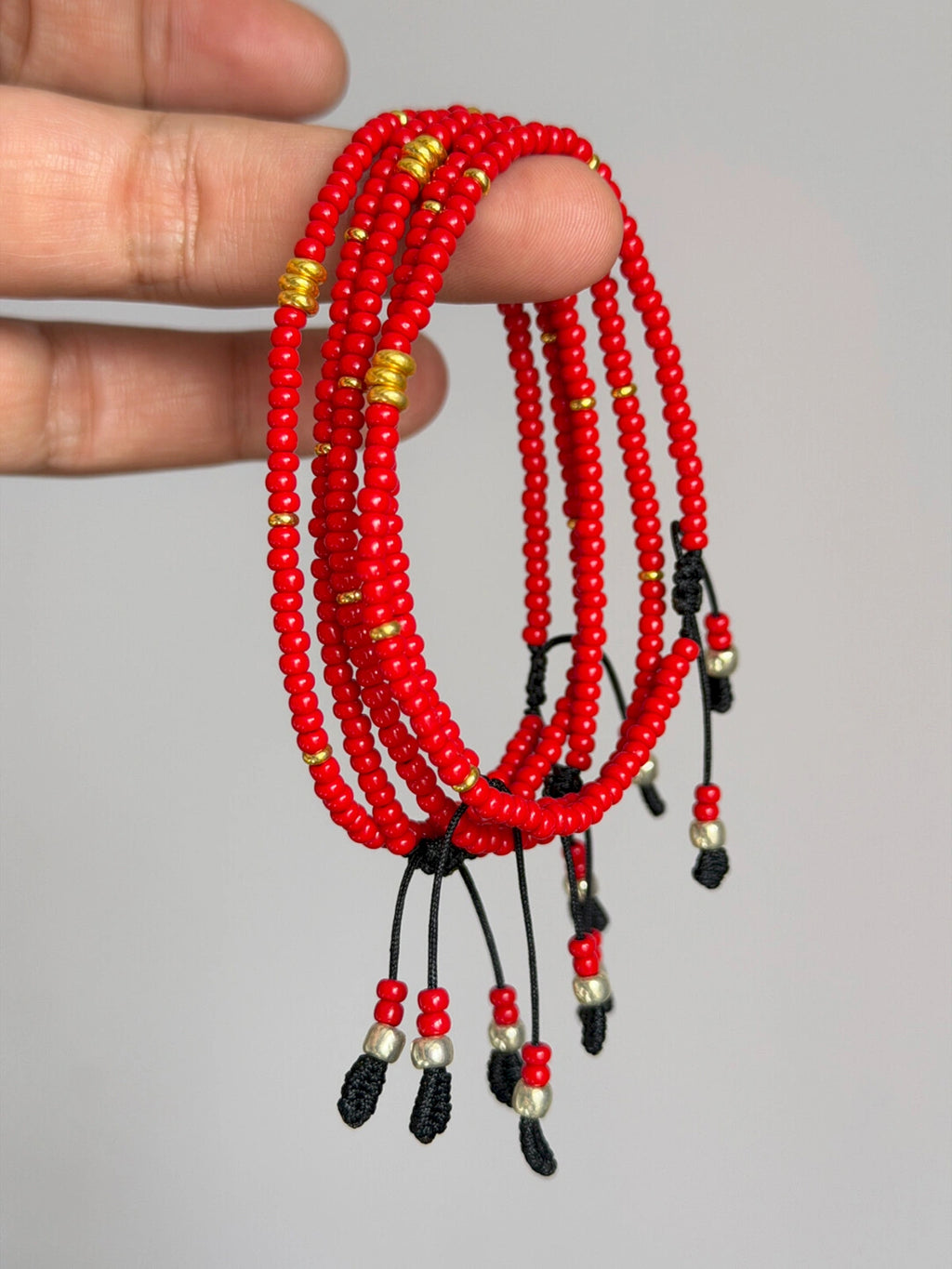 Identity Series | Red Signal | 2027 Red Colored-Glaze & Gold Accent Bracelet