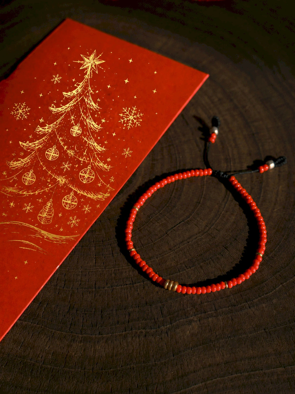 Identity Series | Red Signal | 2027 Red Colored-Glaze & Gold Accent Bracelet