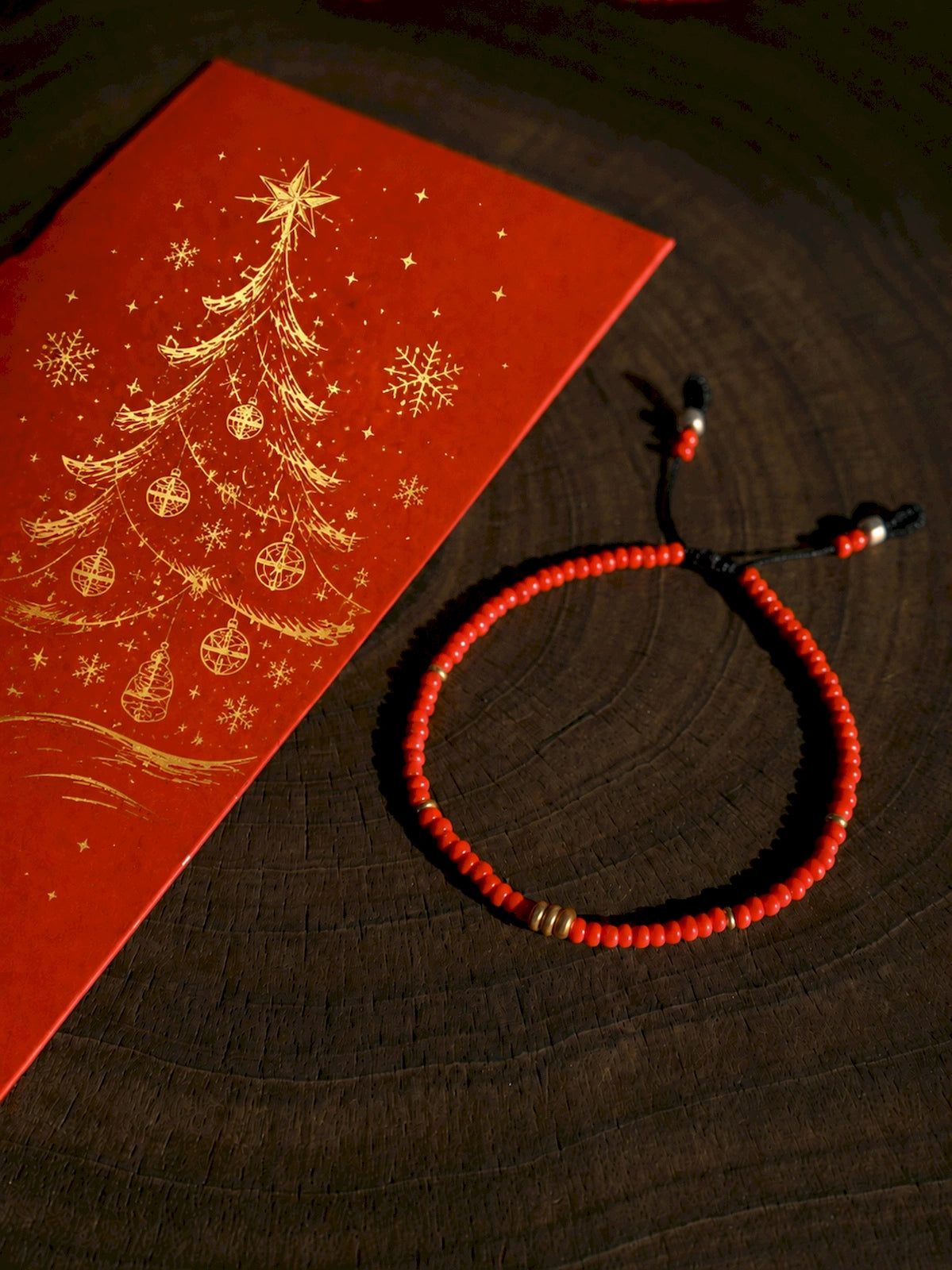 Identity Series | Red Signal | 2027 Red Colored-Glaze & Gold Accent Bracelet