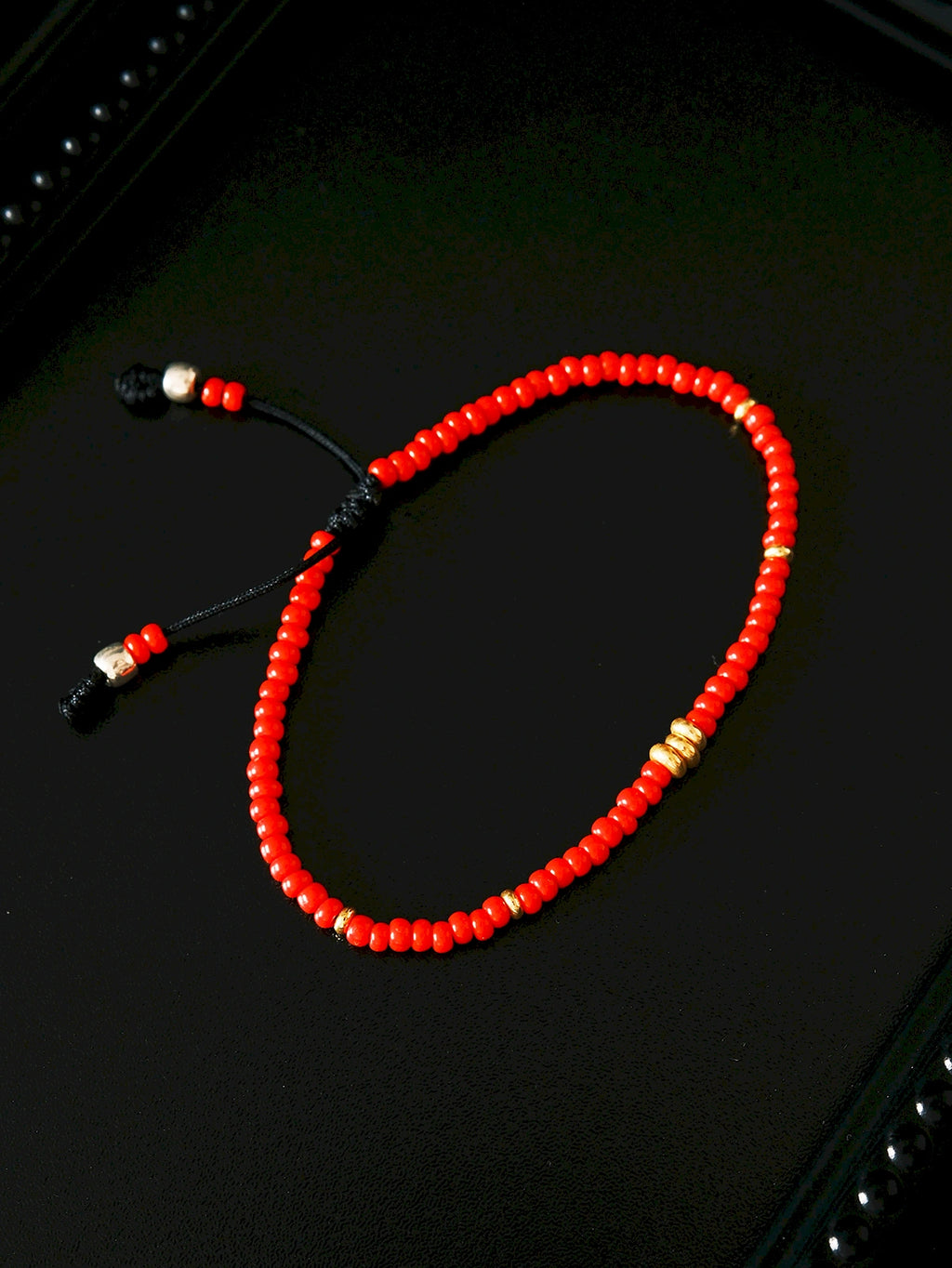 Identity Series | Red Signal | 2027 Red Colored-Glaze & Gold Accent Bracelet