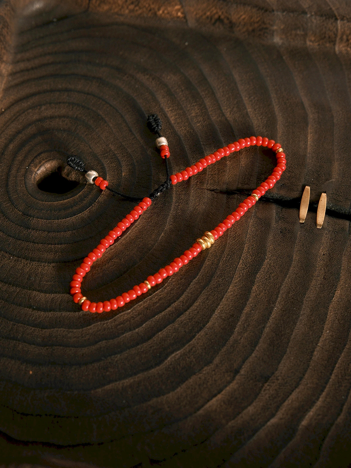 Identity Series | Red Signal | 2027 Red Colored-Glaze & Gold Accent Bracelet