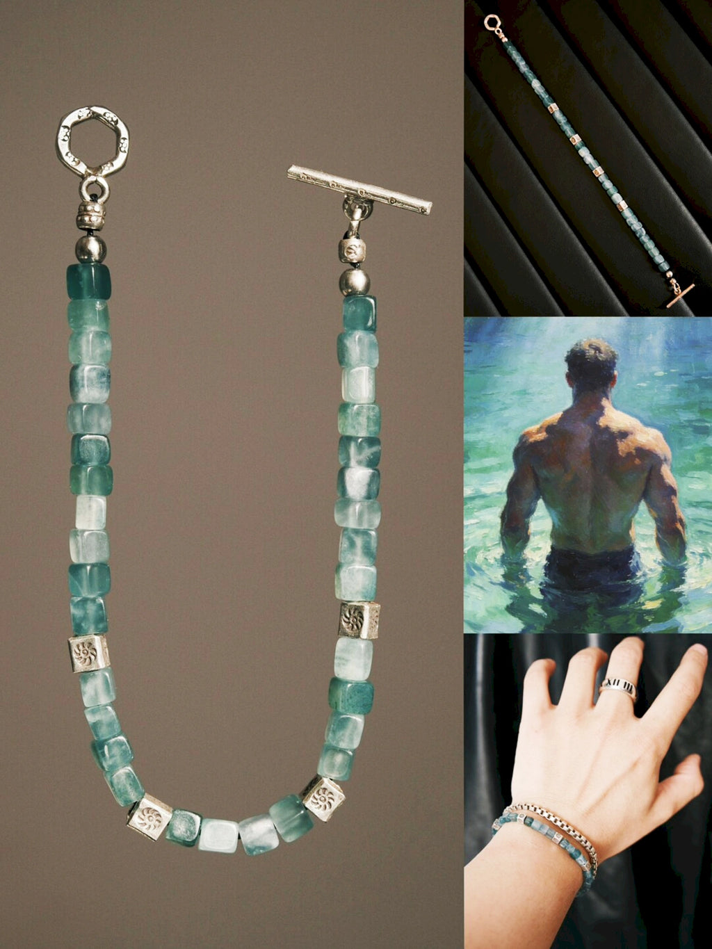 Mineral Soul Series | Blue Meridian | Guatemalan Blue Jade & Sterling Silver Bracelet