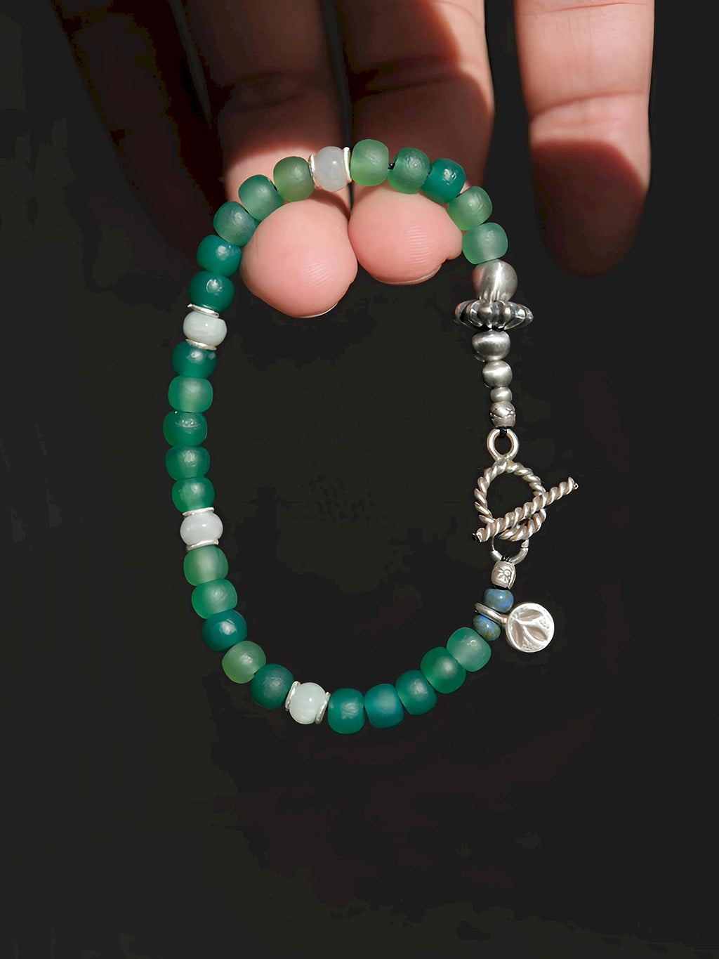 Identity Series | Green Youth | Green Agate, Jade & Silver Bracelet