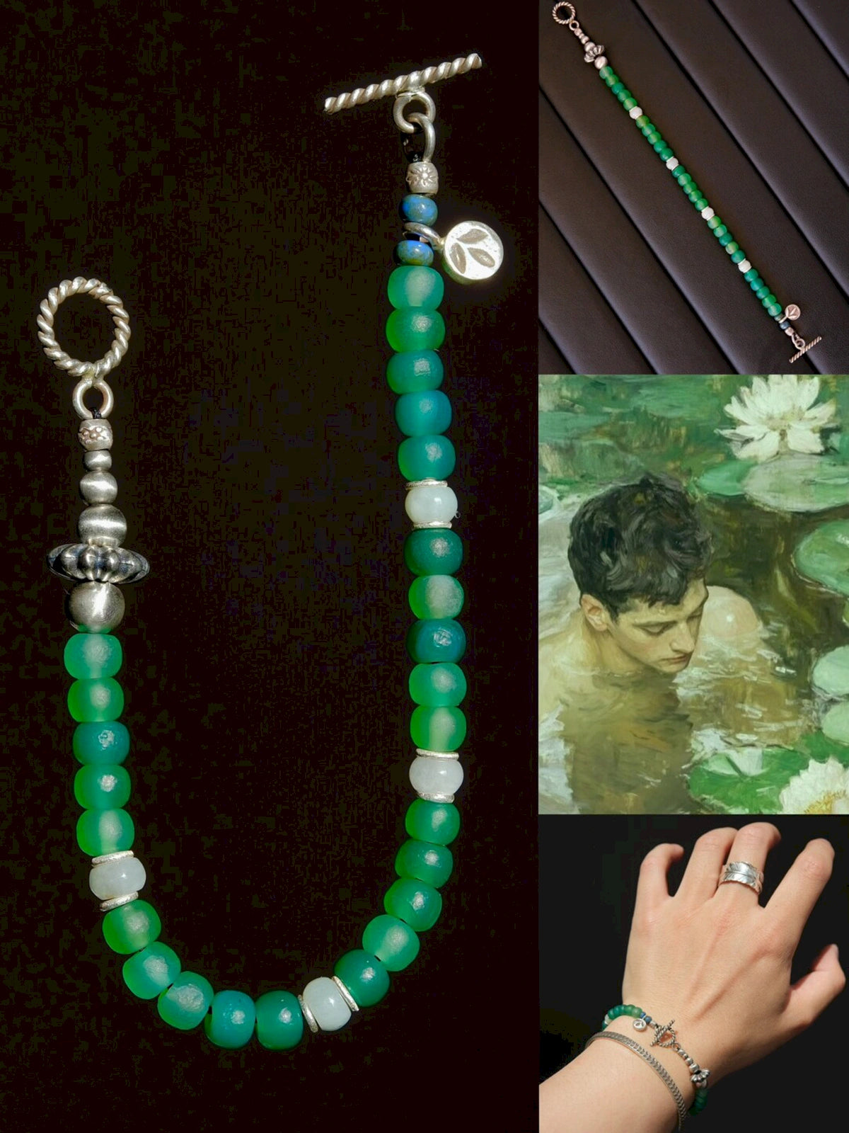 Identity Series | Green Youth | Green Agate, Jade & Silver Bracelet Secondary image
