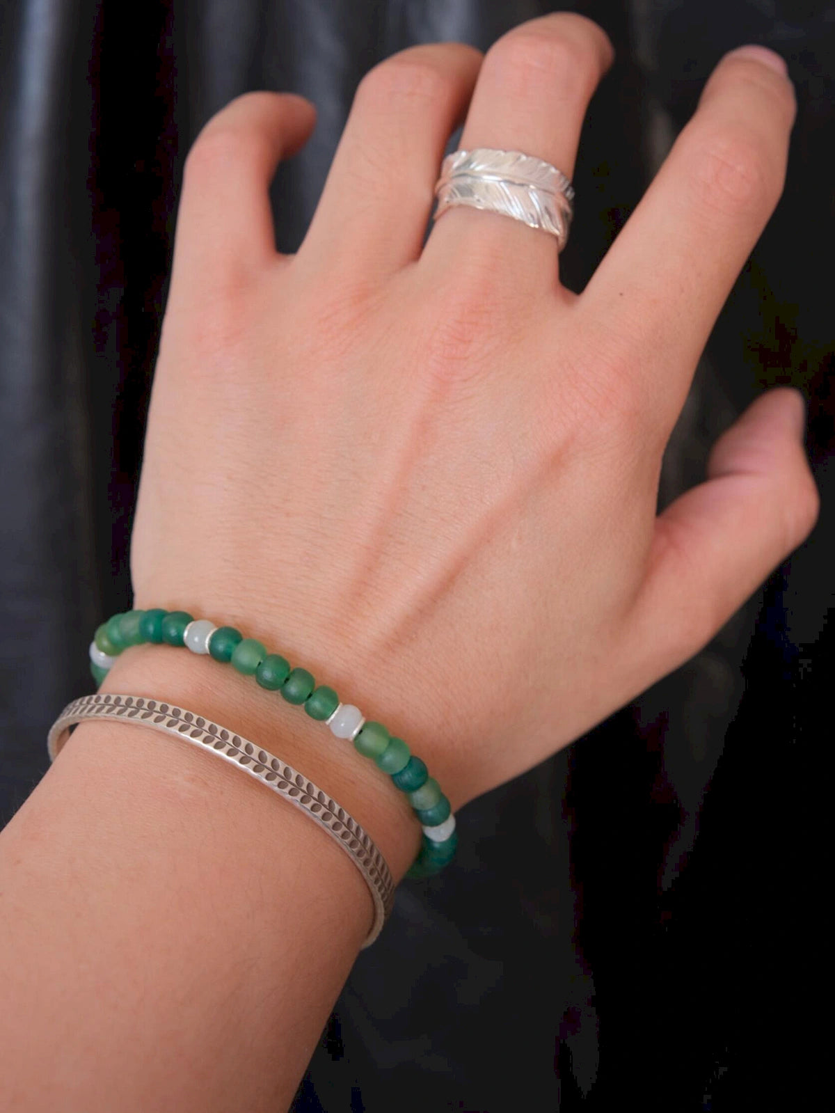 Identity Series | Green Youth | Green Agate, Jade & Silver Bracelet
