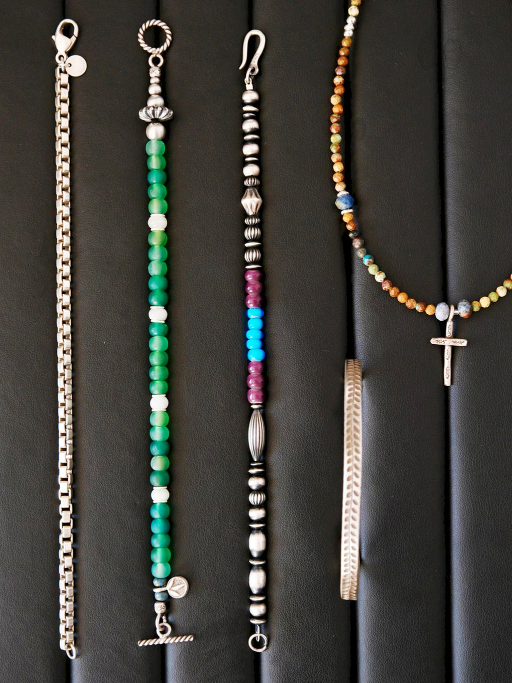 Identity Series | Green Youth | Green Agate, Jade & Silver Bracelet