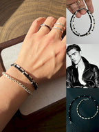 Urban Stoic Series | Dark Balance | Colored-Glaze & Sterling Silver Bracelet