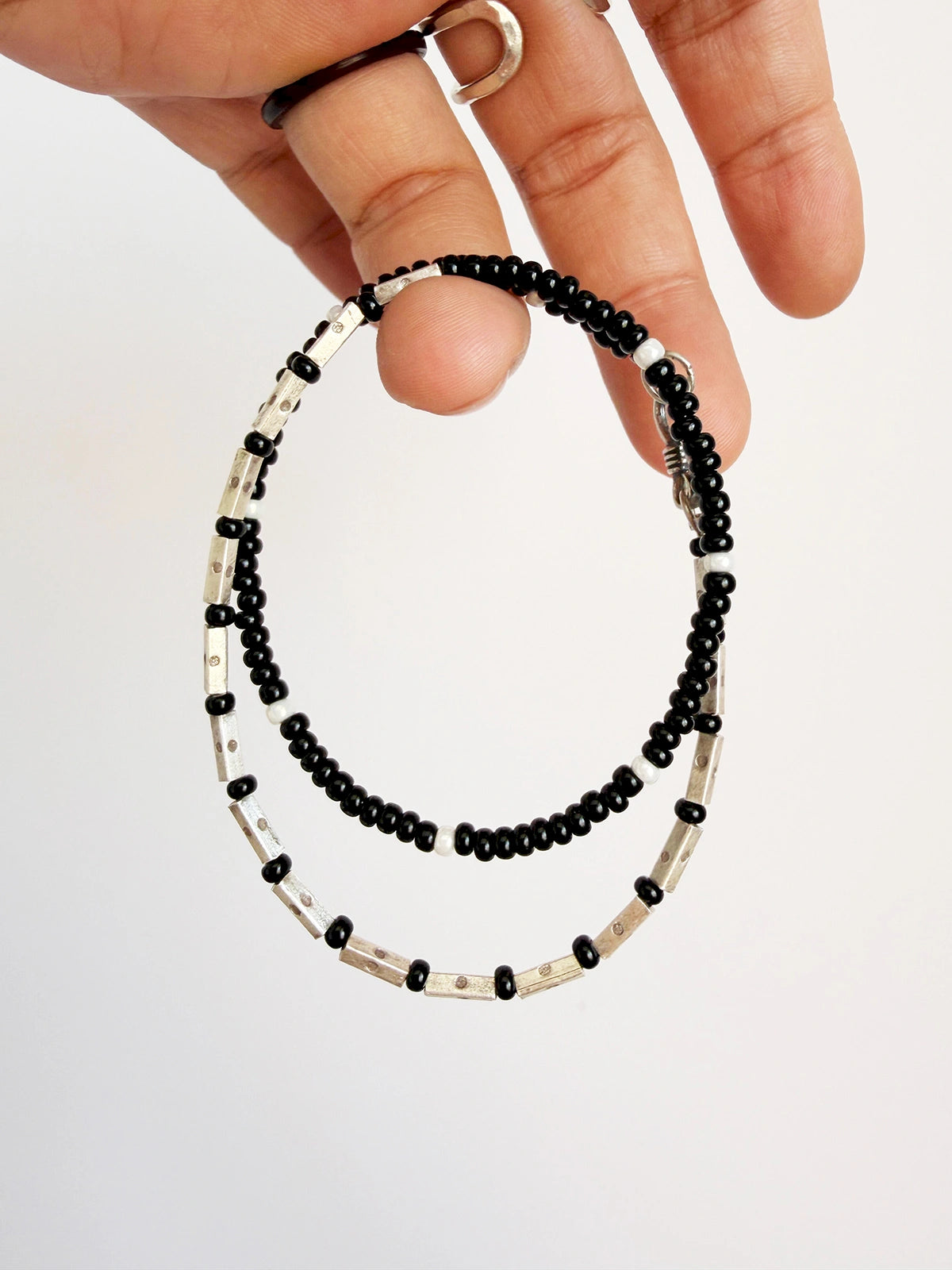 Urban Stoic Series | Dark Balance | Colored-Glaze & Sterling Silver Bracelet